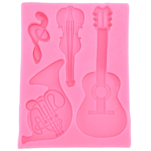 Moule en silicone en forme de guitare, pour décoration de gâteau, fondant au chocolat, pour la maison, la boulangerie et la cuisine