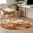 thumbnail image 6 of Round Rug 3ft Area Rug, Thanksgiving Fall Harvest Pumpkin Truck Area Rugs for Living Room Bedroom, Sunflower Leaves on Linen Floor Mat Non-Slip Non-Shedding Carpet Indoor Accent Rugs, 6 of 9