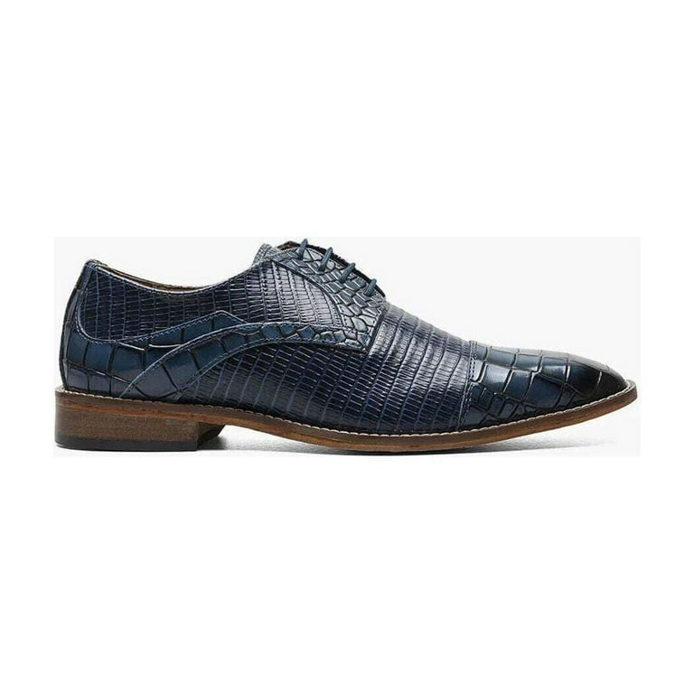 Stacy Adams Tedesco Cap Toe Oxford Lizard Leather Dress Shoes Blue