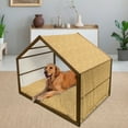 thumbnail image 2 of African Pet House, Random Doodles Pattern Herringbone Indigenous Art Folk Features, Outdoor & Indoor Portable Dog Kennel with Pillow and Cover, 5 Sizes, Brown Marigold Mustard, by Ambesonne, 2 of 4