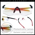 thumbnail image 2 of Photochromic Clear to Dark Mirrored Sport Shield Wrap Rimless Sunglasses [Black Red - Orange Mirror], 2 of 9