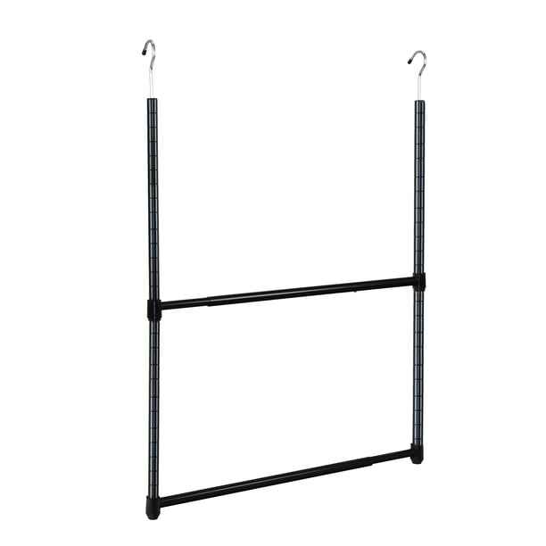 Oceanstar - Barra Para Colgar Armario Ajustable Portátil De 2 Niveles, Color Negro