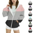 thumbnail image 4 of Fmbrln Girls and Boys Full Zip Up Fleece Hoodies Fall Winter Fashion Long Sleeve Color Block Sweatshirts Coat with Pockets, Sizes 4-14Y, 4 of 4