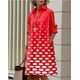 thumbnail image 2 of Vestido camisero Zhyaj para mujer, manga larga, con botones, rojo, 2 of 6
