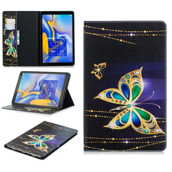 Galaxy Tab A 10.5 2018 Case, Allytech PU Leather Stand Flip Folio Wallet Cases and Covers with Cash Card Slots for Samsung Galaxy Tab A 10.5 SM-T590/T595/T597 Tablet, Butterfly