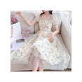 thumbnail image 3 of Vestido de mujer estilo francés blanco con cintura y manga abombada elegante vestido de verano para mujer para fiesta y citas blanco L, 3 of 8