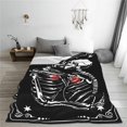 thumbnail image 2 of Skull Fleece Throw Kissing Lover Black and White Tarot Skeleton Flannel Blanket Soft Cozy Warm Romantic Bedroom Dorm Home Decor Throws Lightweight Blankets for Couch Sofa Bed Chair 60x50, 2 of 6