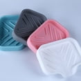 thumbnail image 2 of NAMZI silicone bathroom soap tray with drain - bathroom and kitchen sink organizer, sponge holder, dishwasher tray, perfect for dishwashers, bottles, and cups on sinks 4.9 x 3.2 inches (gray), 2 of 5