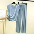 thumbnail image 2 of Annhoo Lounge Sets for Women Casual Cap Sleeve V Neck T Shirts with Drawstring Pants 2 Piece Loose Pajama Outfits, 2 of 4