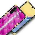 thumbnail image 4 of FKBRCL4U Compatible with Samsung Galaxy A15 Case, Glitter Pink Sofa Leather Zip Crystal Luxury Golden Decoration for Girl Women Soft TPU Shockproof Protective Hard PC Back, 4 of 7