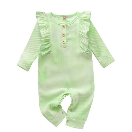 

Binmer Newborn Baby Boys Girls Long Sleeve Ruffle Rainbow Tie-Dye Romper Jumpsuit