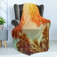 thumbnail image 4 of Palm Tree Soft Flannel Fleece Throw Blanket, Trees in Sunlights Tranquility in Tropical Nature Landscape at Summer Theme, Cozy Plush for Indoor and Outdoor Use, 60" x 80", Orange Green, by Ambesonne, 4 of 5