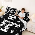 thumbnail image 3 of Erosebridal Cartoon Football Print Bed Sheets,Black White H Alphabet King Sheets For Soccer Lovers 4 Pieces, 3 of 6