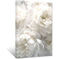 ZHONGYUTONG White Peony Canvas Wall Art Elegant Flowers Picture Prints Modern Artwork Home Decor For Living Room Bedroom Framed (28.00" x 42.00")