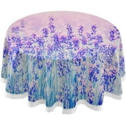 SKYSONIC 60" Lavender Round Table Cloth, Spill Proof Wrinkle-Free Oil-Proof Waterproof Microfiber Tablecloth for Kitchen Dinning Room Party Home Picnic, Diameter Table Cover