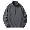 thumbnail image 1 of KIHOUT Sweatshirts Men's Fashion Fallow Half Zipper Solid Color Long Sleeve Carry Pockets High Collar Jacket GY/M, 1 of 4