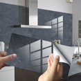 thumbnail image 1 of Pegatinas Adhesivas Decorativas Rectángulos para Azulejos de Baño y Cocina, Decoración Adhesiva Impermeable con Mosaico de Patrón de Mármol 3D, 30x15cm (Antracita, 16 Piezas),, 1 of 5
