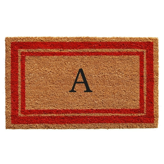 Red Border Monogram Doormat (Letter E)