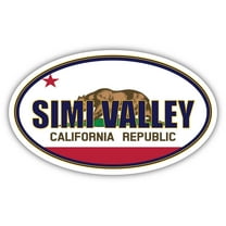 Simi Valley City California State Flag | CA Flag Ventura County Oval State Colors Bumper Sticker Car Decal 3x5 inches