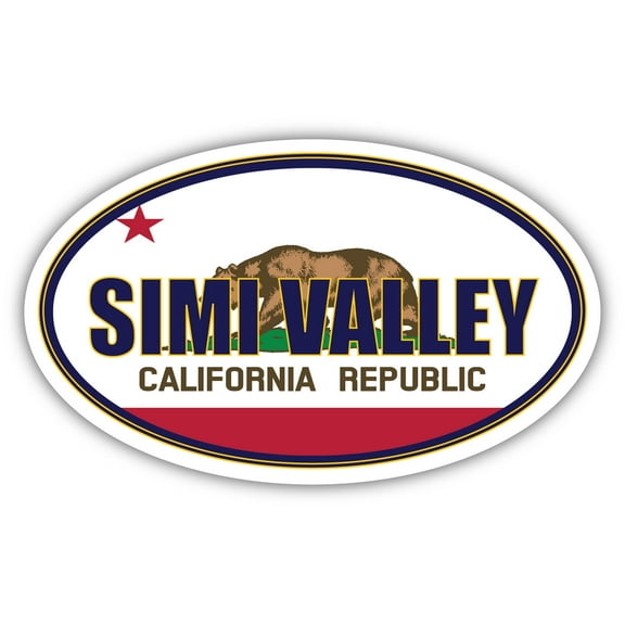 Simi Valley City California State Flag | CA Flag Ventura County Oval State Colors Bumper Sticker Car Decal 3x5 inches