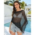 thumbnail image 7 of longantii Women Sheer Poncho Top Lightweight Knit Mesh Beach Cover Up, Summer Poncho Shirt Shawl for Vacation Festival Outfits Black XL, 7 of 7