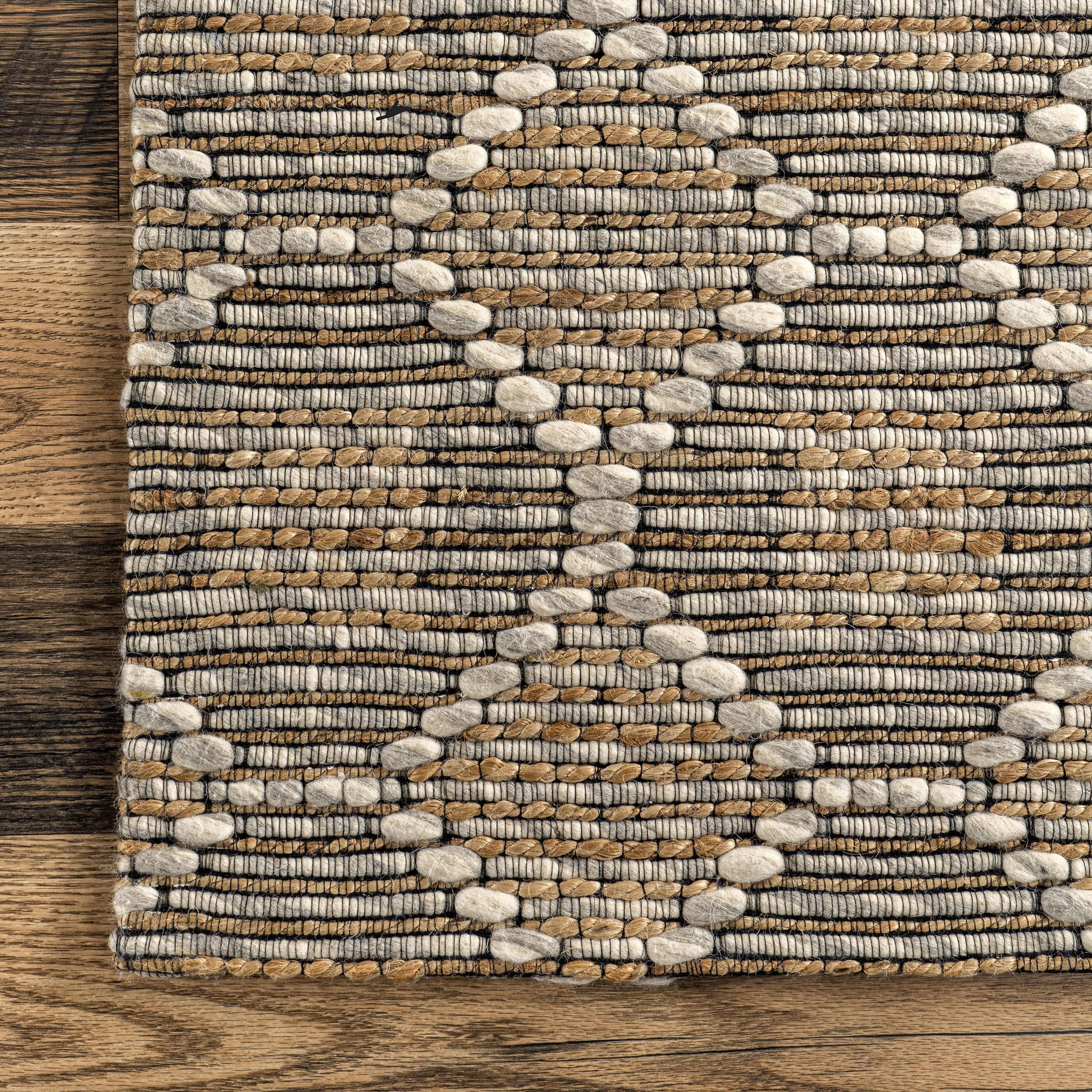 nuLOOM Leanne Geometric Jute and Wool Area Rug, 6' x 9', Natural