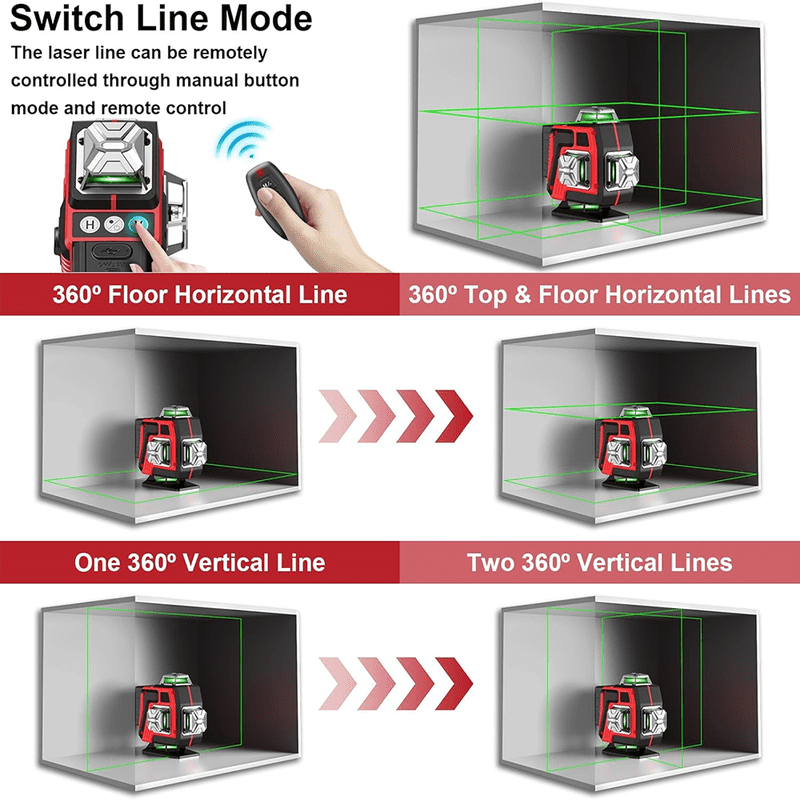 WEIDDW 4D 16 Lines Professional Lazer Level L 360 Self Leveling 4x360 °   Cross Line Laser with Tripod Nivel Laserfor Build Tools