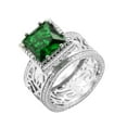 thumbnail image 5 of Emerald Green Square Cut Zircon Ring Copper Band Geometric Jewelry For Women Classic Sparkle Everyday Wear Set, 5 of 8