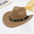 thumbnail image 4 of Señoras de los hombres Sombrero de vaquero occidental Sombrero de Sombrero de visera Sombrero de jazz casual Gorra Sombrero Vaquero 56cm Marrón Sunnimix Sombrero de vaquero, 4 of 7