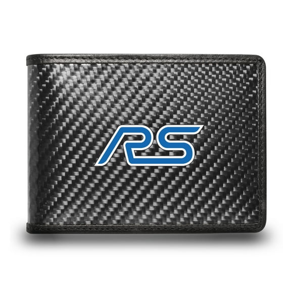 Ford Focus RS Black Real Carbon Fiber Leather RFID Blocking Bi-fold Wallet