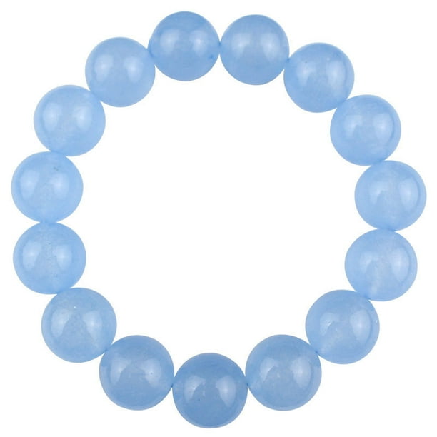 Pulsera de cristal aguamarina con cuentas de 10 mm para hombre y mujer