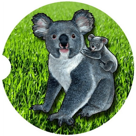 Koala Car Coaster, Absorbent Stoneware Car Cup Holder Coaster, Set of 2