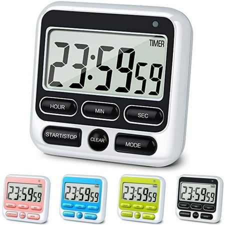 

Multi-Function Electronic Timer Digital Timers LCD Display The Loud/Silent Countdown Timer Extensively Use in Break Time Cooking Gym-Black
