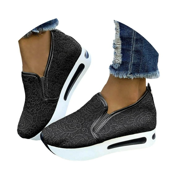 Mostsola Walking Shoes Women Loafers Platform Sneakers Fashion Pattern Wedges Heels for Women