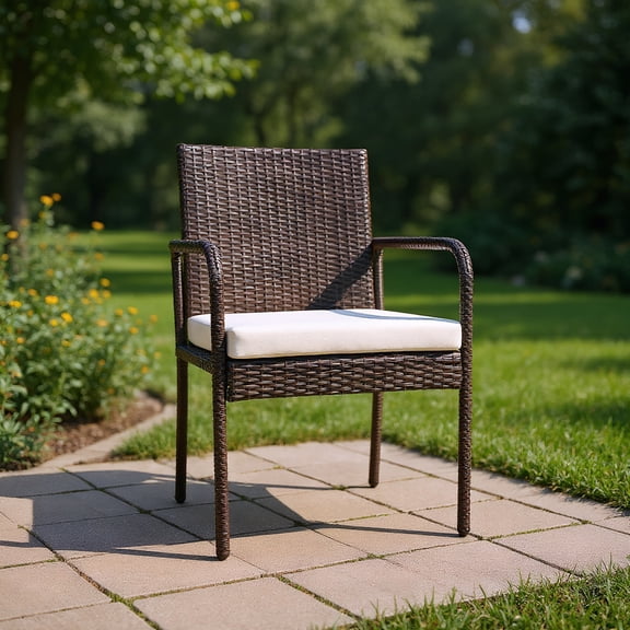 YYAo Outdoor Dining Set, Rattan Patio Dinging Set for Backyard Deck Bacony, 4 Pieces Outdoor Patio Rattan Dining Chairs Cushioned Sofa