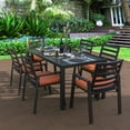 thumbnail image 2 of LeisureMod Chelsea Modern Patio Dining Armchair in Black Aluminum with Removable Cushions for Patio and Backyard Garden Set 2, Orange, 2 of 16