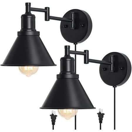 

Swing arm wall lamp Plug-in retro industrial wall lamp 2 sets