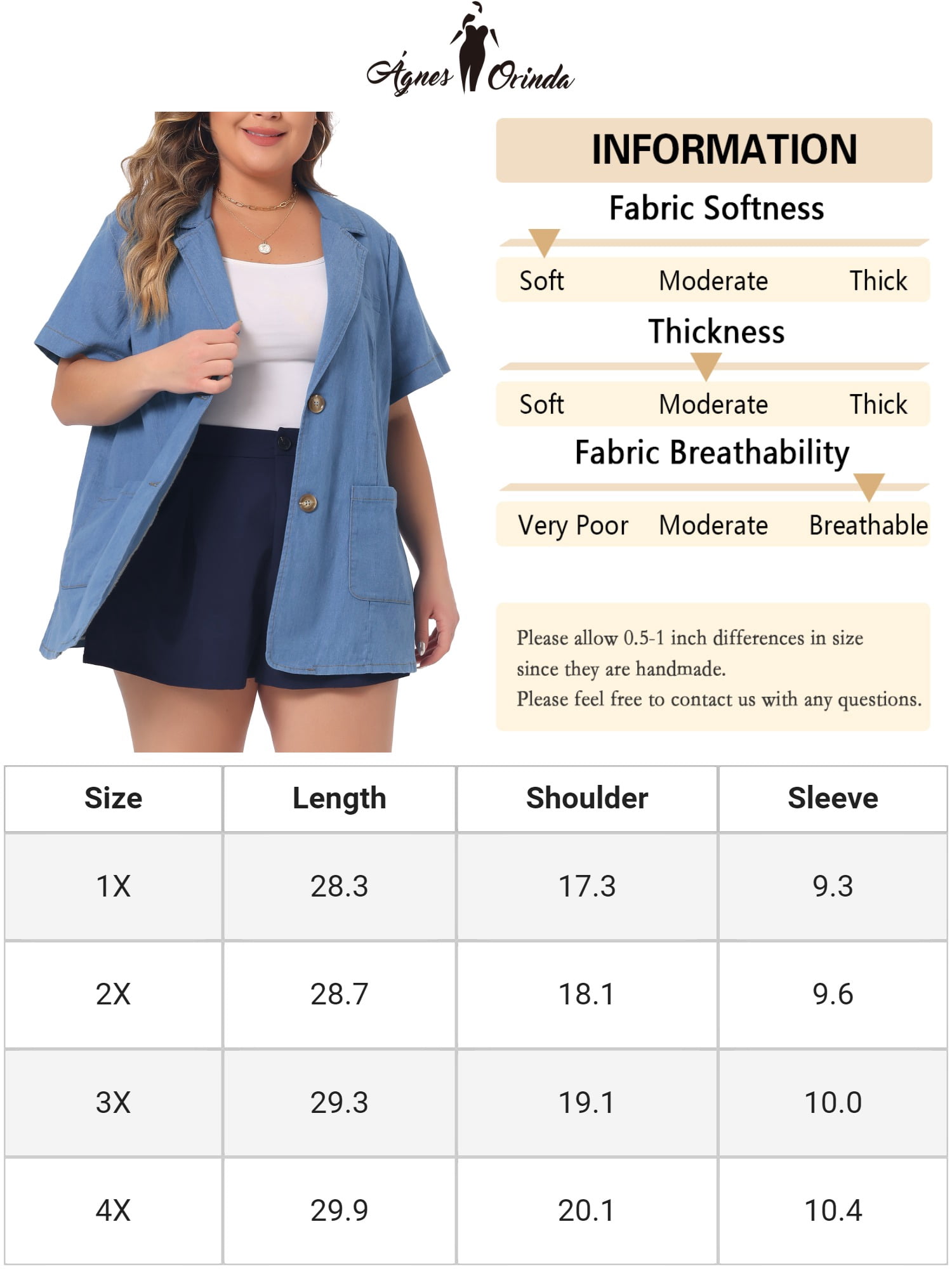 Unique Bargains Women Plus Size Denim Shirt Short Sleeve Button Down Chambray Shirts Sky Blue 4X