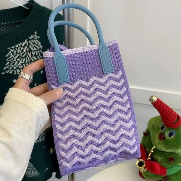 Bolso para móvil, bolso de punto, bolso de mano de gran capacidad, bolso bandolera para estudiantes, bolso de lana