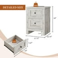 thumbnail image 2 of Papajet 24" Nightstand Set of 2 with Charging Station, Wood End Table with 2 Drawers for Bedroom, Distressed White, 2 of 8