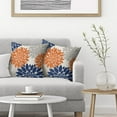 thumbnail image 3 of Navy Blue Burnt Orange Pillow Covers 16x16 Inch Set of 2,Fall Colored Dahlia Flower Throw Pillows Case,Autumn Decorative Linen Square Cushion Covers Farmhouse Outdoor Decor for Home Couch Sofa Bed, 3 of 6