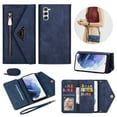 thumbnail image 1 of K-Lion Crossbody Wallet Case for Samsung Galaxy S23 Plus/S23+ Large Capacity Card Slots Zipper Pocket Adjustable Shoulder Strap Elegant Purse Case,Blue, 1 of 8