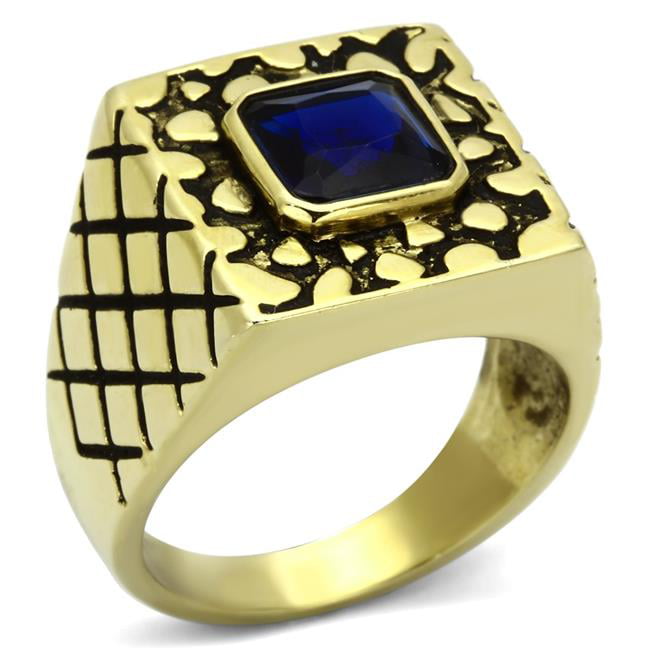 Men's Gold Plated Synthetic Glass Army Ring  8 9 10 11 12 13 TK414706G 