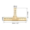 thumbnail image 2 of Uxcell Brass Hose Reducer Barb T-Shaped Connector 8mm x 6mm x 8mm, 2 of 3