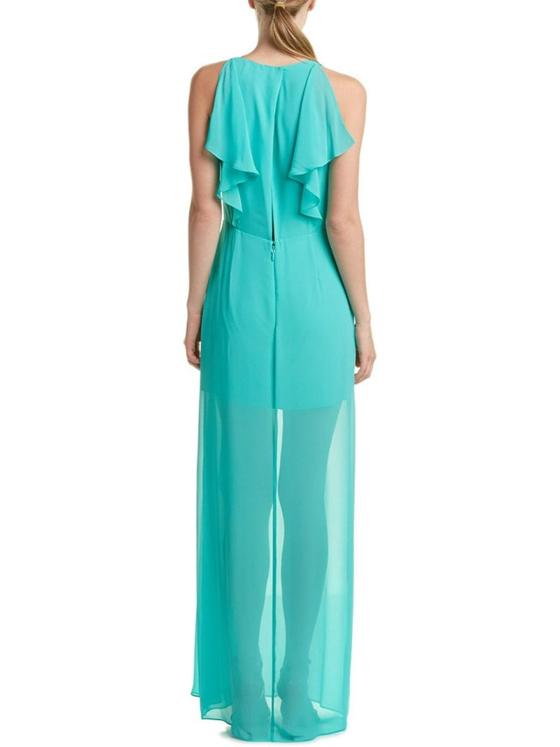 Bcbgmaxazria Women's Maribel Gown with Ruffled Side, Bright Turquoise, 8 Bcbgmaxazria Women's Maribel Gown with Ruffled Side, Bright Turquoise, 8