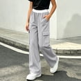 thumbnail image 6 of Mifsaly Cargo Pants for Girls Uniform Pants Kids High Waisted Relaxed Fit Casual Back to School Bottoms with Multi Pockets Gray,9-10 Years, 6 of 9