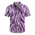 thumbnail image 5 of LTTVQM Mens Shirt Lapel Neck Wild Mixed Animal Pattern Short Sleeve T-Shirt Light Full Button Outdoor Weekend Casual Blouses Purple M, 5 of 6