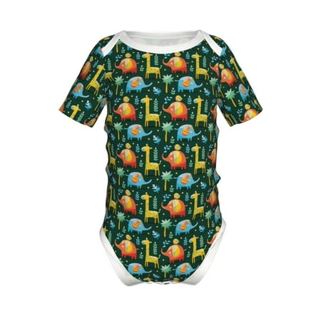 

Junzan Colorful Elephants Print Short-Sleeve Baby Climbing Clothes Bodysuits for Infant One-Piece for Baby Boys & Girls Baby Clothes Baby Romper with Snap Closure-3 Months