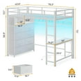thumbnail image 6 of Twin Size Loft Bed with Desk and 8 Storage Drawers, Twin Metal Loft Bed with LED Lights & Charging Sation, Storage Shelves, 13.1" H Safety Guard,Ladder, No Box Spring Needed, White, 6 of 8