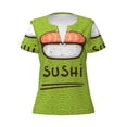 thumbnail image 4 of Wukai Fresh Sushi Casual V-Neck Graphic Tees for Women: Lightweight and Breathable Summer Tops with Stylish Design-XX-Large, 4 of 8
